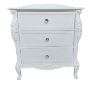 BK9 3 Drawer bedside Pedestal with French leg